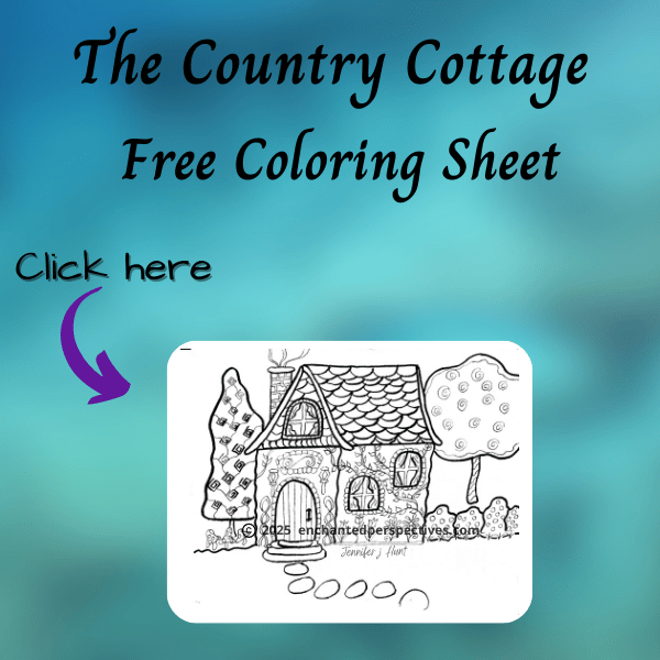 Country Cottage coloring sheet thumbnail.